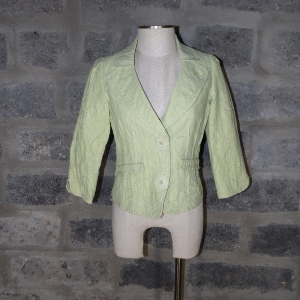 VEX Collection pistachio green eyelet jacket